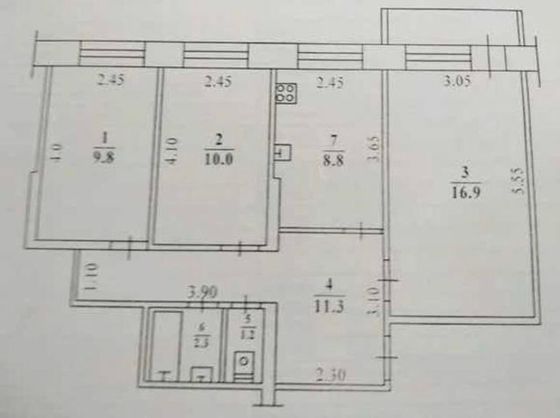 Продажа 3-комнатной квартиры 63 м², 5/5 этаж
