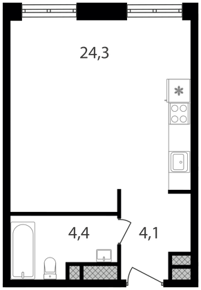 32,8 м², студия, 2/30 этаж