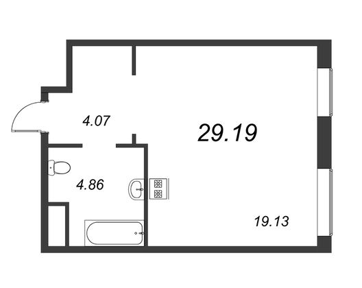 Продажа квартиры-студии 29,2 м², 5/8 этаж