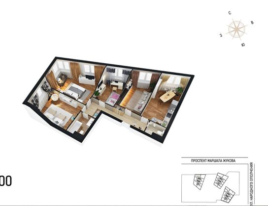 Продажа 4-комнатной квартиры 98 м², 32/57 этаж