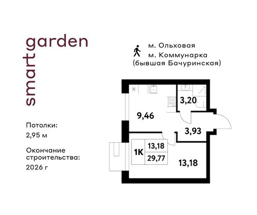 Продажа 1-комнатной квартиры 29,8 м², 2/16 этаж