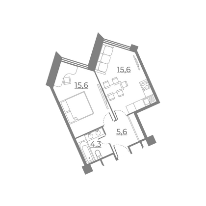 41 м², 1-комн. квартира, 8/21 этаж