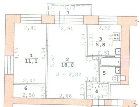 Продажа 2-комнатной квартиры 42,5 м², 2/5 этаж