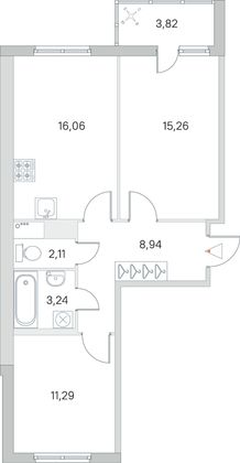 Продажа 2-комнатной квартиры 58,8 м², 2/8 этаж
