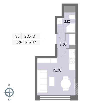 Продажа квартиры-студии 20,4 м², 10/30 этаж