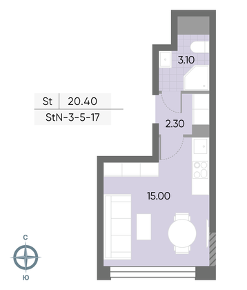 Продажа квартиры-студии 20,4 м², 12/30 этаж