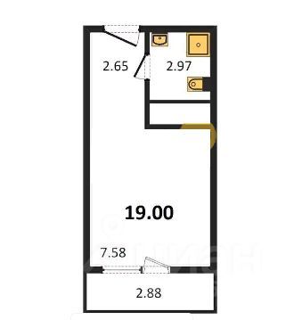 Продажа квартиры-студии 19,1 м², 11/25 этаж