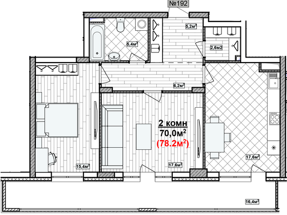 Продажа 2-комнатной квартиры 78,2 м², 1/19 этаж