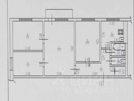 Продажа 4-комнатной квартиры 60 м², 3/5 этаж