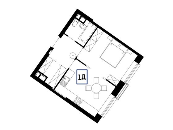 Продажа 1-комнатной квартиры 38,7 м², 7/58 этаж