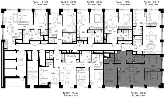 Продажа 3-комнатной квартиры 88,4 м², 3/27 этаж