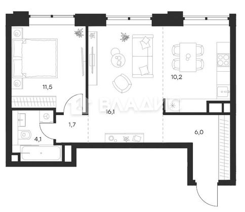 Продажа 2-комнатной квартиры 49,6 м², 22/32 этаж