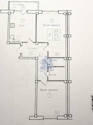 Продажа 2-комнатной квартиры 63,4 м², 7/9 этаж