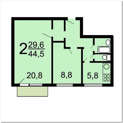 Продажа 2-комнатной квартиры 45 м², 11/12 этаж