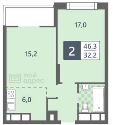 Продажа 2-комнатной квартиры 52,5 м², 17/31 этаж