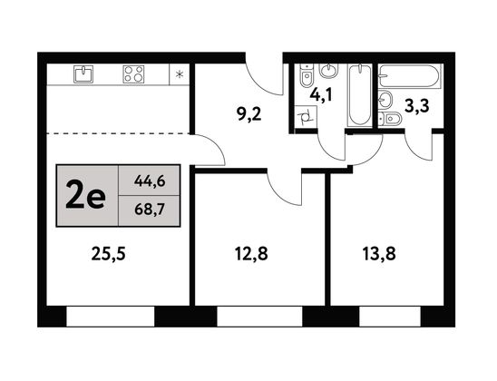 68,7 м², 3-комн. квартира, 26/35 этаж