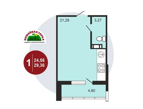 Продажа квартиры-студии 29,4 м², 3/11 этаж