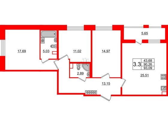 Продажа 3-комнатной квартиры 88,7 м², 1/12 этаж