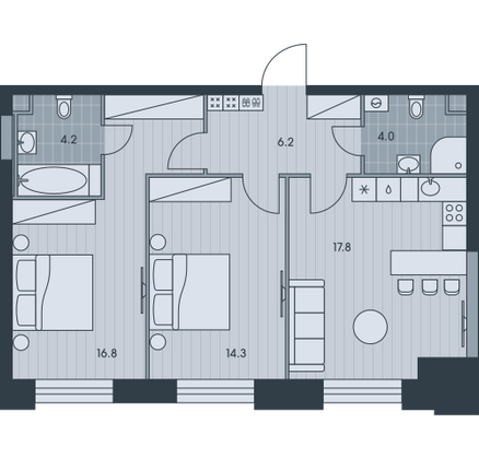 63,3 м², 3-комн. квартира, 34/34 этаж