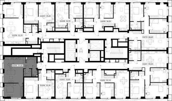 Продажа 1-комнатной квартиры 51,5 м², 32/48 этаж