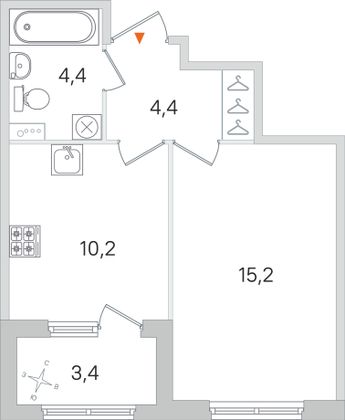 Продажа 1-комнатной квартиры 35,9 м², 1/4 этаж