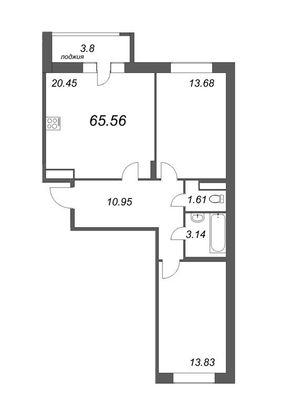 Продажа 3-комнатной квартиры 65,6 м², 3/12 этаж