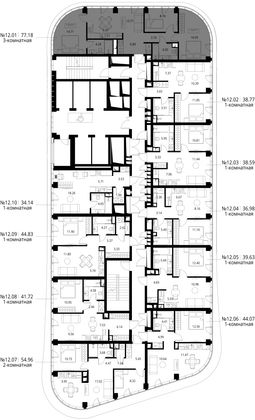 Продажа 3-комнатной квартиры 77,2 м², 12/49 этаж