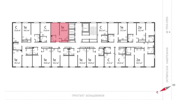 33,9 м², 1-комн. квартира, 2/25 этаж