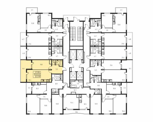 40,6 м², 1-комн. квартира, 22/24 этаж