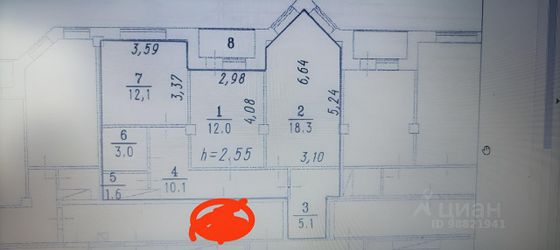 Продажа 2-комнатной квартиры 62,2 м², 8/10 этаж