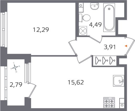 Продажа 1-комнатной квартиры 37,7 м², 3/17 этаж
