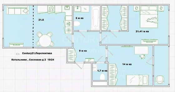 Продажа 3-комнатной квартиры 76 м², 19/24 этаж