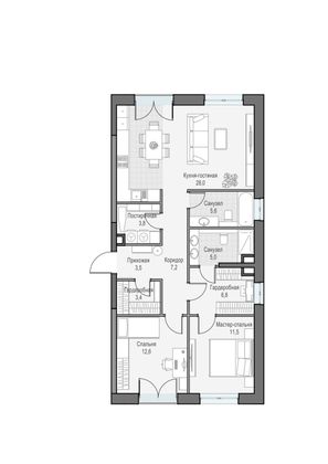Продажа 3-комнатной квартиры 87,3 м², 23/28 этаж