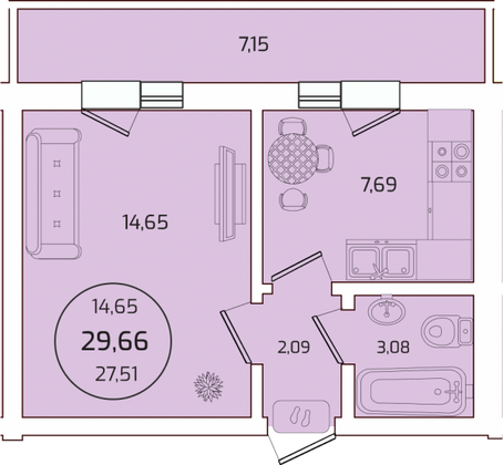Продажа 1-комнатной квартиры 32 м², 6/6 этаж