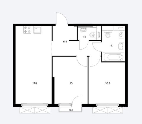 Продажа 2-комнатной квартиры 51 м², 6/33 этаж