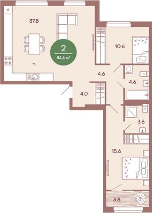 Продажа 3-комнатной квартиры 83,8 м², 2/17 этаж