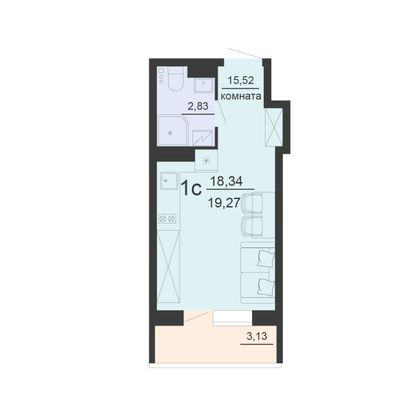 Продажа 1-комнатной квартиры 19,3 м², 16/20 этаж