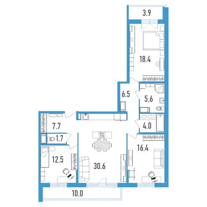 Продажа 3-комнатной квартиры 110,4 м², 7/18 этаж