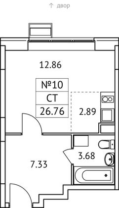 26,8 м², студия, 2/17 этаж