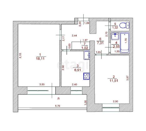 Продажа 2-комнатной квартиры 48,7 м², 4/9 этаж