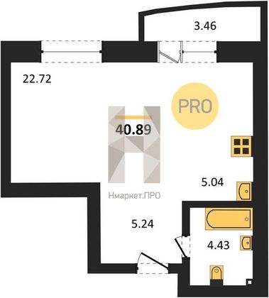 Продажа 1-комнатной квартиры 40,9 м², 23/23 этаж