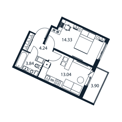 Продажа 1-комнатной квартиры 37,4 м², 6/12 этаж