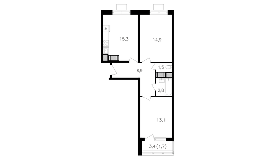 Продажа 2-комнатной квартиры 58,7 м², 16/21 этаж