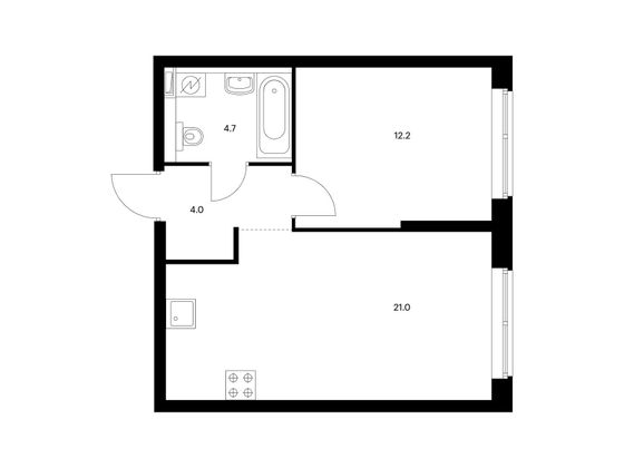 Продажа 1-комнатной квартиры 41,9 м², 7/21 этаж
