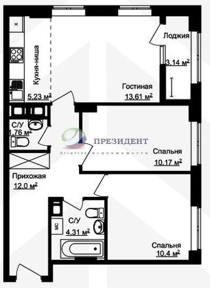 Продажа 2-комнатной квартиры 60,6 м², 9/16 этаж