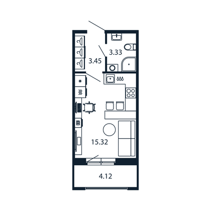 Продажа квартиры-студии 24,2 м², 2/12 этаж