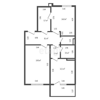 Продажа 2-комнатной квартиры 66,7 м², 5/10 этаж