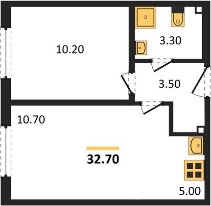 Продажа 1-комнатной квартиры 32,7 м², 3/8 этаж