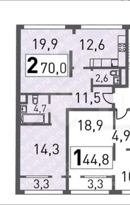 Продажа 2-комнатной квартиры 67,8 м², 4/5 этаж