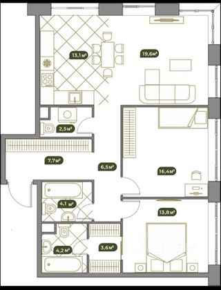 Продажа 3-комнатной квартиры 92,1 м², 10/13 этаж